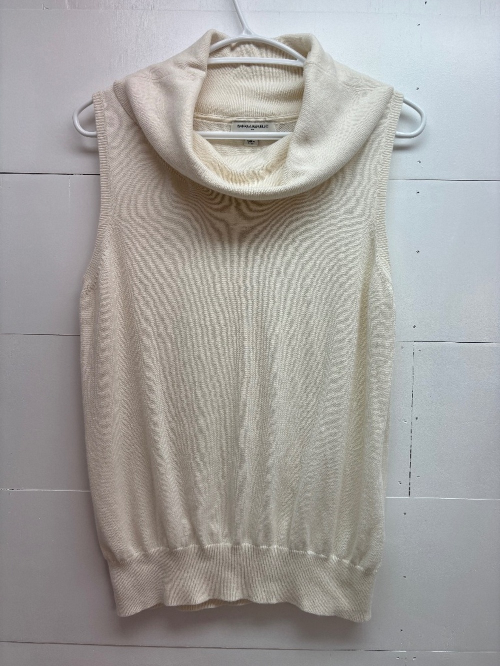 Banana Republic Sleeveless Cowl Neck Knit Top Cotton/Rayon Cream size XL